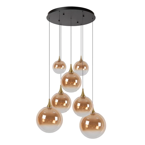 Lucide GISELA - Pendelleuchten - Ø 84 cm - LED Dim. - 2700K - Mit austauschbarem LED-Modul - Amber - Premium - ausgeschaltet